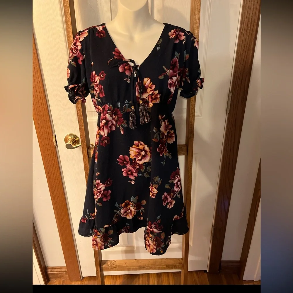 Navy V-Neck Dress - Picture 1 of 1